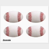 Sticker Ovale Baseball et Softball Couture Rouge (Feuille)