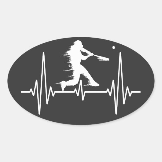 Sticker Ovale Baseball Heartbeat amusants joueurs de baseball (Devant)