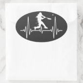 Sticker Ovale Baseball Heartbeat amusants joueurs de baseball (Sac)