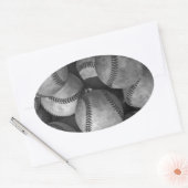 Sticker Ovale Baseball noir et blanc (Enveloppe)