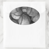 Sticker Ovale Baseball noir et blanc (Sac)