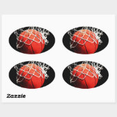 Sticker Ovale Basket-ball (Feuille)