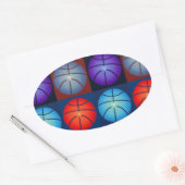 Sticker Ovale Basket-ball Art Pop Quatre Couleurs (Enveloppe)