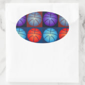 Sticker Ovale Basket-ball Art Pop Quatre Couleurs (Sac)