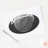 Sticker Ovale Basket-ball noir et blanc (Enveloppe)