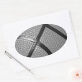 Sticker Ovale Basket-ball noir et blanc (Enveloppe)
