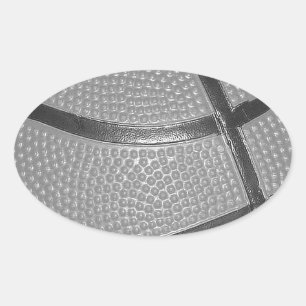 Sticker Ovale Basket-ball noir et blanc