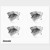 Sticker Ovale Basket-ball noir et blanc (Feuille)
