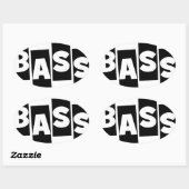Sticker Ovale Bass Guitar noir frapper la conception du texte (Feuille)