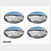 Sticker Ovale Bateau à moteur de luxe (Feuille)