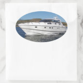 Sticker Ovale Bateau à moteur de luxe (Sac)