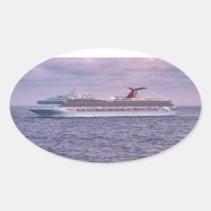 Sticker Ovale Bateau dans le pourpre