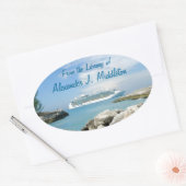 Sticker Ovale Bateau de croisière à CocoCay Plaque personnalisée (Enveloppe)