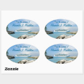 Sticker Ovale Bateau de croisière à CocoCay Plaque personnalisée (Feuille)