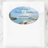 Sticker Ovale Bateau de croisière à CocoCay Plaque personnalisée (Sac)