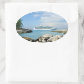 Sticker Ovale Bateau de croisière chez CocoCay (Sac)