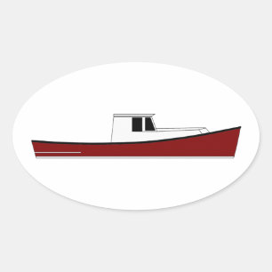 Sticker Ovale Bateau de homard du Maine