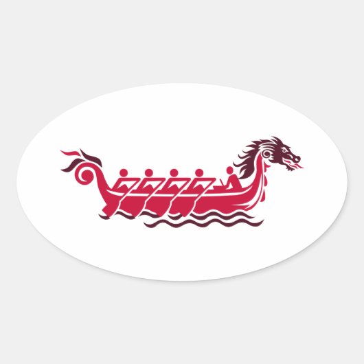 Sticker Ovale Bateau dragon (Devant)