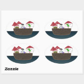 Sticker Ovale Bateau pirate (Feuille)