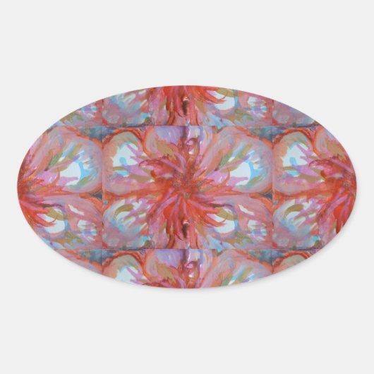 STICKER OVALE BÂTIMENTS D'ART FLORAL DE L'ARTISTE PAULA REILLY. (Devant)