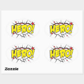 Sticker Ovale BÂTIMENTS HERO (Style BD) (Feuille)