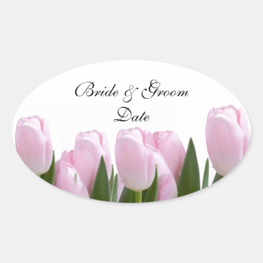 STICKER OVALE BÂTISSEURS DE SCELLULES DE MARIAGE DE TULIP ROSE (Devant)