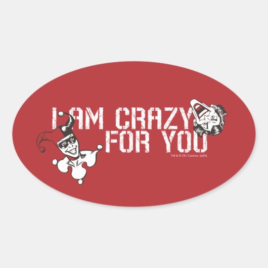 Sticker Ovale Batman Valentine | Joker & Harley - Crazy For You (Devant)