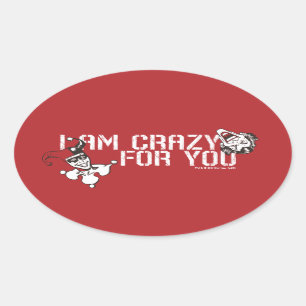 Sticker Ovale Batman Valentine Joker & Harley - Crazy For You