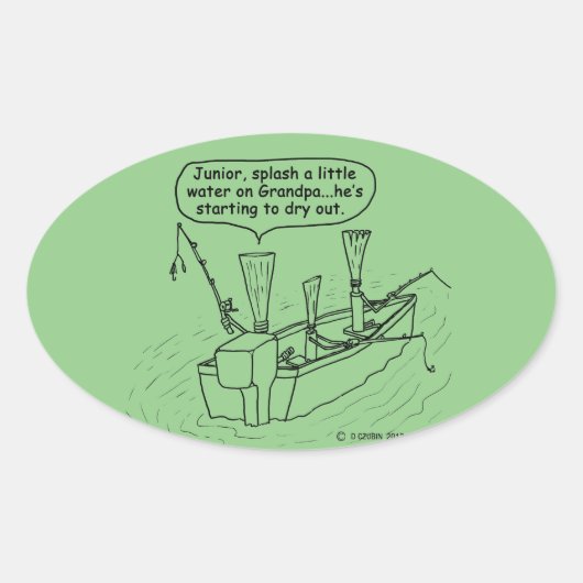 Sticker Ovale Bâton ovale des roseaux de pêche (Devant)