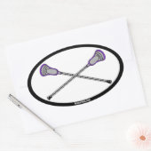 Sticker Ovale Bâtons de crosse violet (Enveloppe)