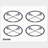 Sticker Ovale Bâtons de crosse violet (Feuille)