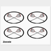 Sticker Ovale Bâtons de gardien de crosse rouge (Feuille)