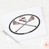 Sticker Ovale Bâtons et casque de crosse rouge (Enveloppe)