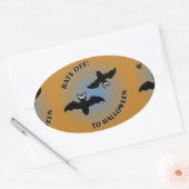 Sticker Ovale Bats d'Halloween bleu orange (Enveloppe)
