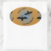 Sticker Ovale Bats d'Halloween bleu orange (Sac)