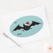 Sticker Ovale Batte drôle de Noël à et de (Enveloppe)