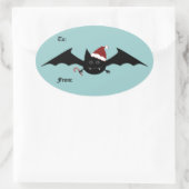 Sticker Ovale Batte drôle de Noël à et de (Sac)