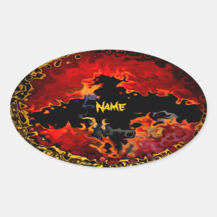 Sticker Ovale Batte éffrayante sur le feu