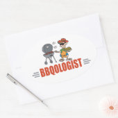 Sticker Ovale BBQ amusant (Enveloppe)