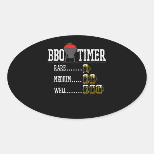 Sticker Ovale BBQ   BBQ Timer Funny Bière Steak Grill