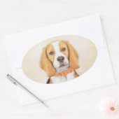 Sticker Ovale Beagle Hound Dog Peinture Animal Art original (Enveloppe)