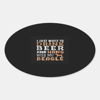 Sticker Ovale Beagle Papa Drôle Pères