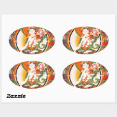 Sticker Ovale Beau Art Bouddhiste Tibétain (Feuille)