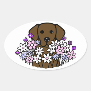 Sticker Ovale Beau chocolat à l'âme Labrador Illustration 2