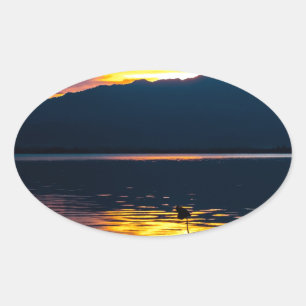 Sticker Ovale Beau coucher de soleil paysage Pittoresque Art pho