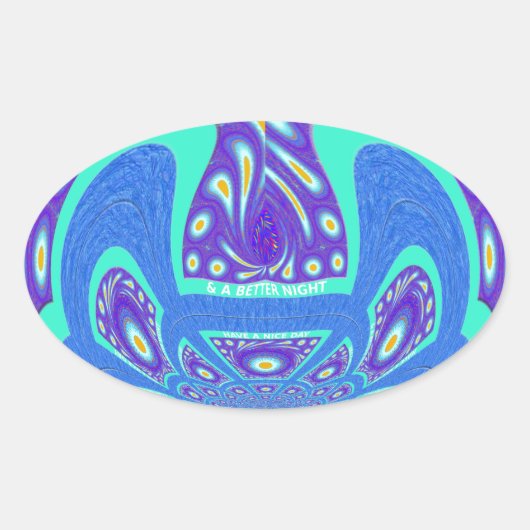 Sticker Ovale Beau cyan bleu kaléidoscope vectoriel design (Devant)