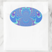 Sticker Ovale Beau cyan bleu kaléidoscope vectoriel design (Sac)