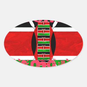 Sticker Ovale Beau drapeau du Kenya Tuko Pamoja Inspirational