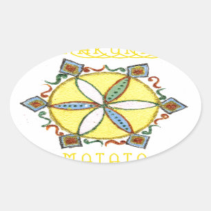 Sticker Ovale Beau Inspirationnel Star Floral Vector Motif