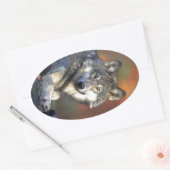 Sticker Ovale Beau loup (Enveloppe)